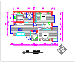 雙臥室朝南家庭室內裝飾工程CAD平面設計圖與網頁設計